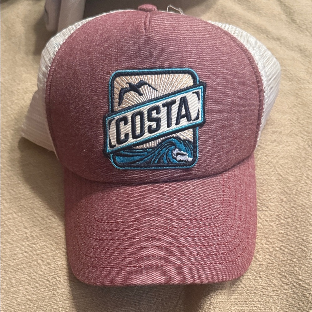 Costa Maroon and White Trucker Hat